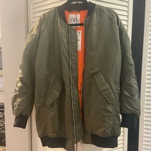 COPY - COPY - Zara Army Green Oversized Bomber Jacket